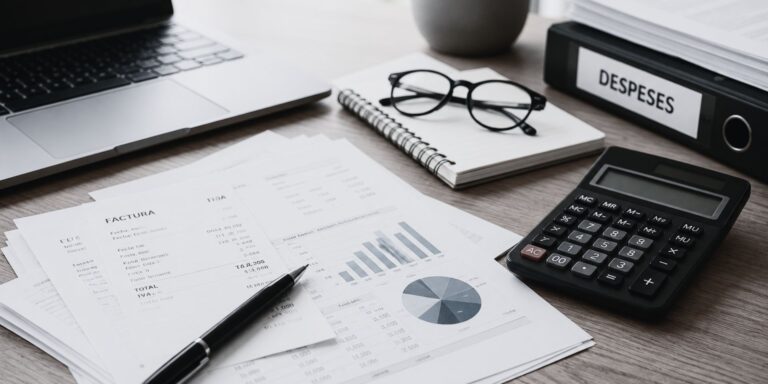 Despeses deduïbles en una empresa amb factures i calculadora