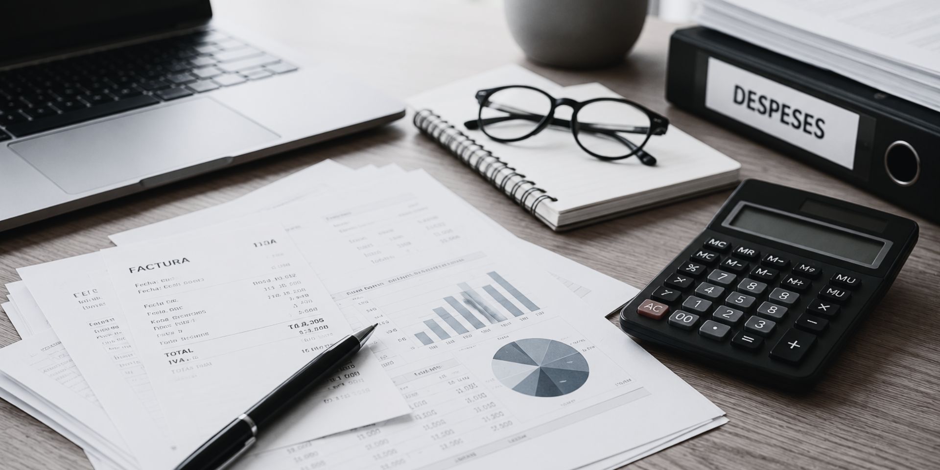 Despeses deduïbles en una empresa amb factures i calculadora