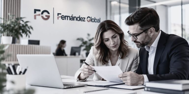 Professionals de Fernández Global revisant documentació de gestió laboral